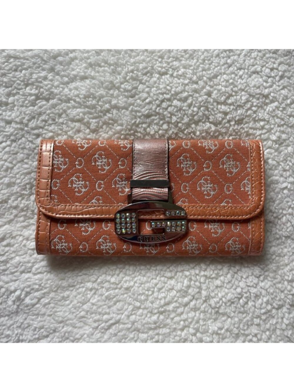 2000s Guess monogram wallet with rhinestone buckle